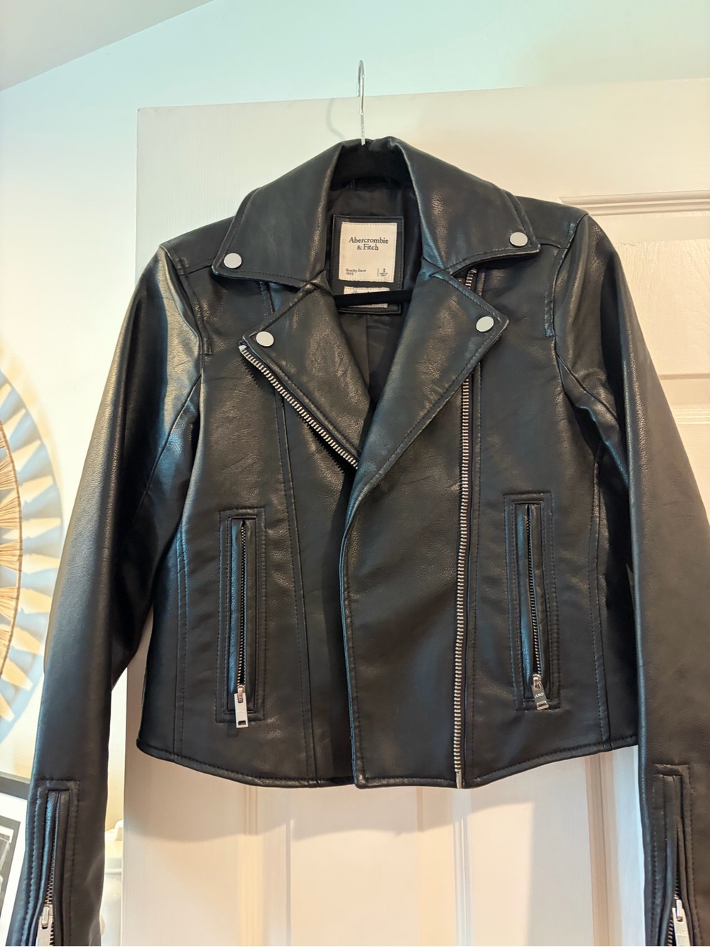 Abercrombie & Fitch Black Faux Leather Biker Jacket